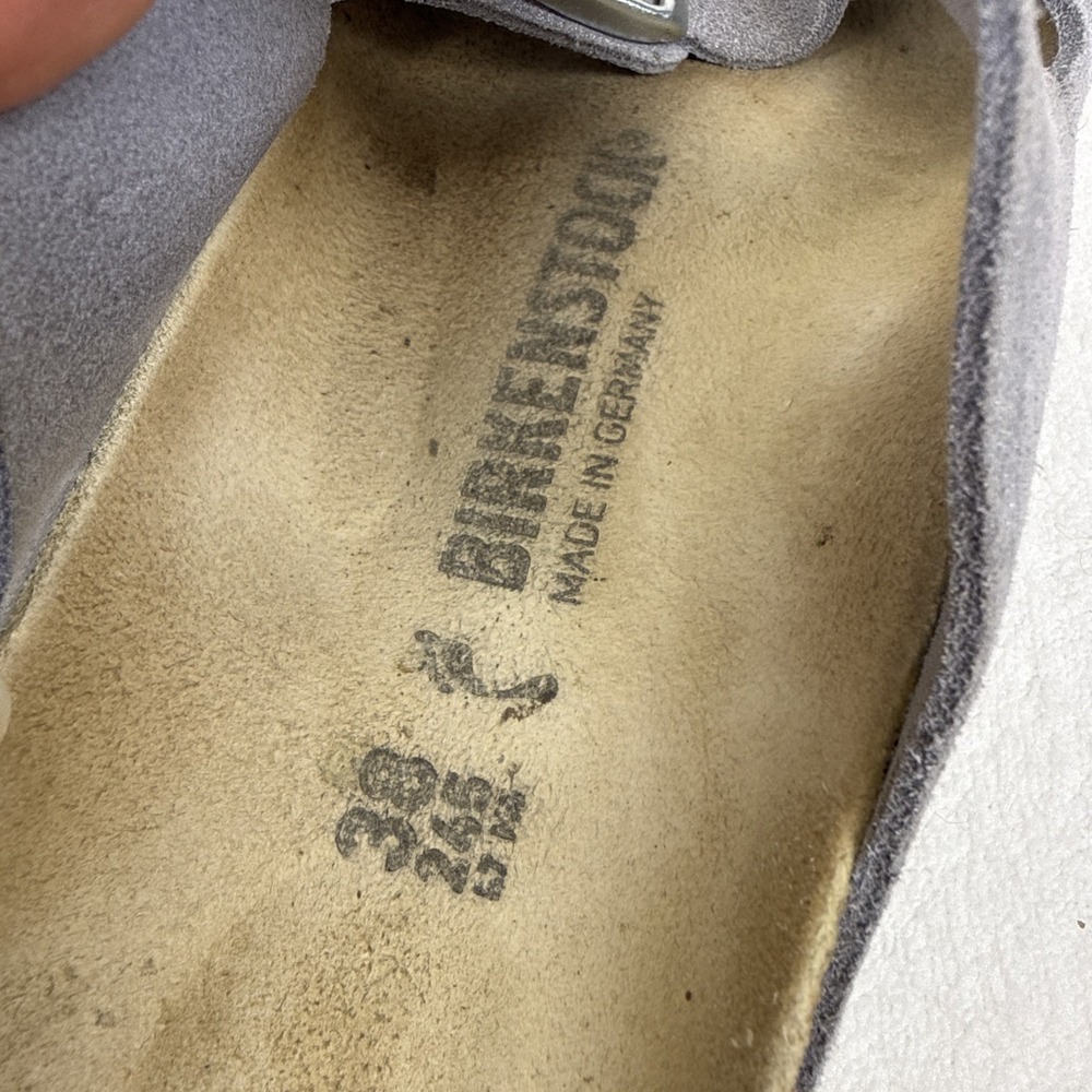 Birkenstock Arizona Sandals Womens Size 7 (38) Grey Sparkle Suede Strap Slip On - Picture 5 of 6